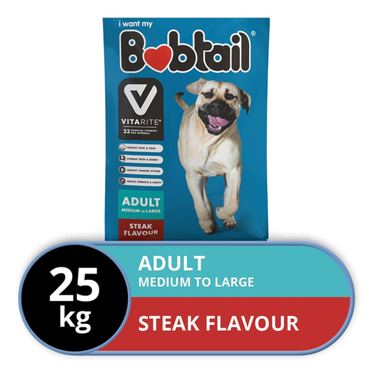 Bobtail Vitarite Steak 25 kg Dry Adult Dog Food
